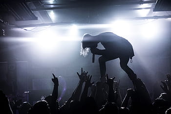 silhouette, mail singer, stage, front, crowd, people, man, singing, singer, rock, concert