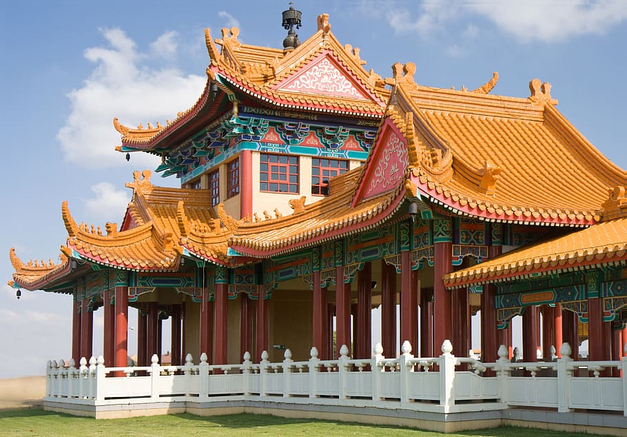 white, brown, red, Temple, Buddhism, Religion, Worship, nan hua temple, south africa, architecture, culture