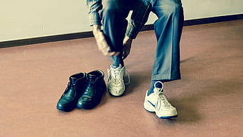 person, wearing, pair, white, nike sneakers, people, shoes, rubber, sport, exercise, leather