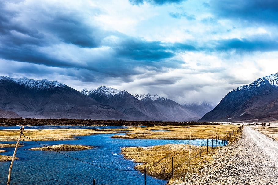 lake, river, clouds, mountains, water, nature, landscape, travel, scenic, mountain, sky