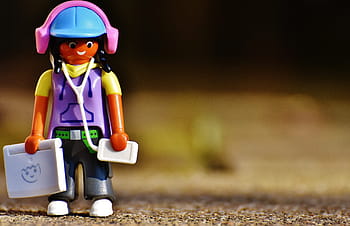 postava, laptop, mobilní telefon, sluchátka, poslouchat hudbu, playmobil, legrační, hračky, hrát si, pouze děti, dětství