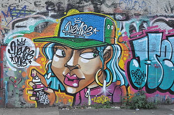 Berlín, pouliční umění, graffiti, fasáda, nástěnná malba, sprej, městské spree