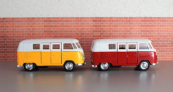 Due, bianca, rosso, giallo, pressofuso, metallo, furgone, scala, Modelli, grigio, calcestruzzo