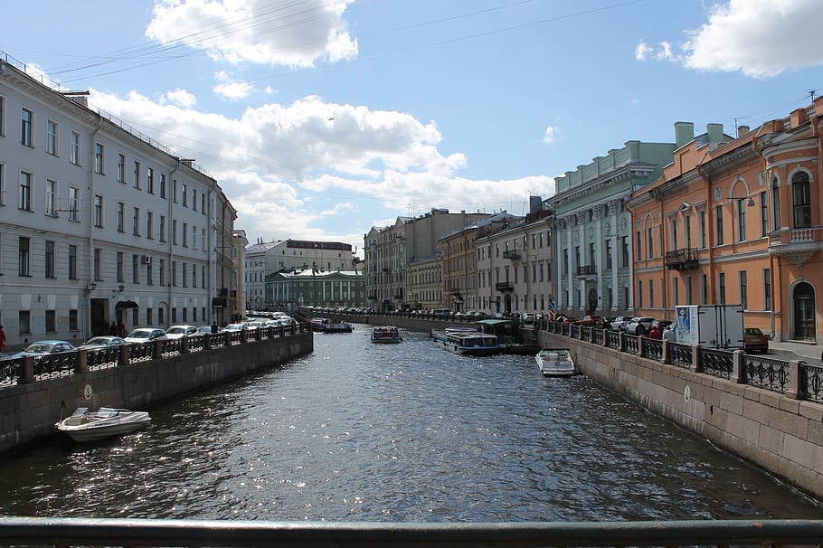 st petersburg russia, the canal, river, bridge, russia, city, architecture, sky, megalopolis, quay, tourism