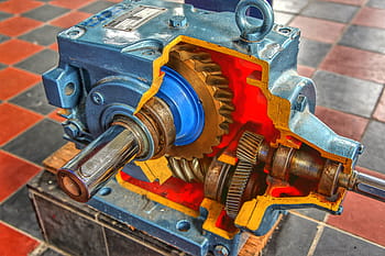 gray, brown, electric, motor, industry, crafts, gears, mechanical, metal, technique, machine