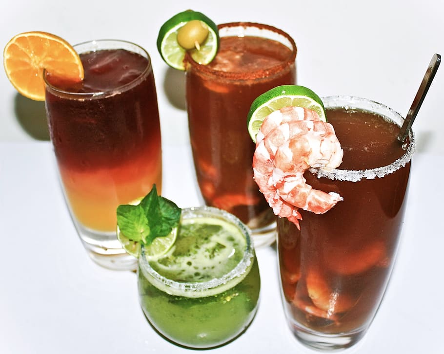 음료, 새우, 맥주, 클레 마토, 모히토, 일출, 메뉴, 도시, 바, 편지, 음료 메뉴