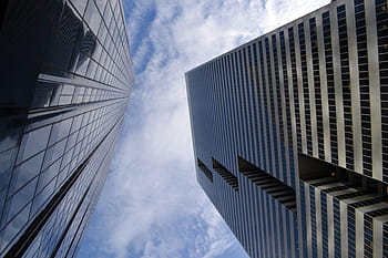 fotografie met een lage hoek, hoogbouw, gebouw, dag, skyline district, houston, Texas, architectuur, kantoor, glazen voorwerpen, bedrijf