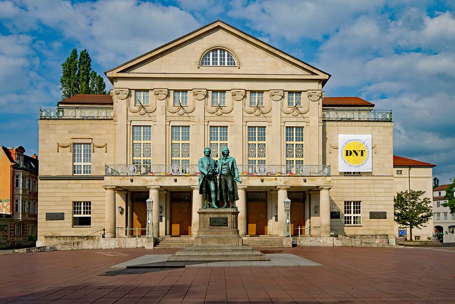 german, national theater, weimar, thuringia germany, germany, old town, places of interest, culture, friedrich, schiller, johann wolfgang von