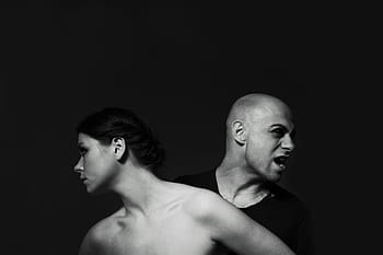 grayscale photo, man, woman, model, male, overview, exposure, contact, human, young, portrait