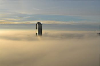 šedý mrakodrap, fotografie, věž, mraky, během dne, budova, vzestup, mrakodrap, architektura, nad mraky, nebe