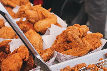 fried, chickens, white, bowls, fried chicken, chicken, fast food, meal, food, restaurant, dinner