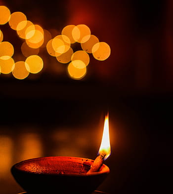 lit, candle, bowl holder, happy diwali, diya, deepavali