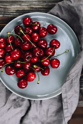 buah-buahan, makanan, sehat, merah, musiman, Segar, Ceri, sederhana, piring