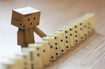 cardboard, box, robot, wallpaper, Danbo, Domino, Macro, wood - material, home ownership, selective focus, close-up