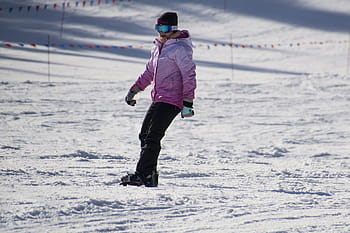 man, wearing, pink, jacket snowboarding, Snowboarder, Skier, Winter, winter sports, skiing, ski slope, health