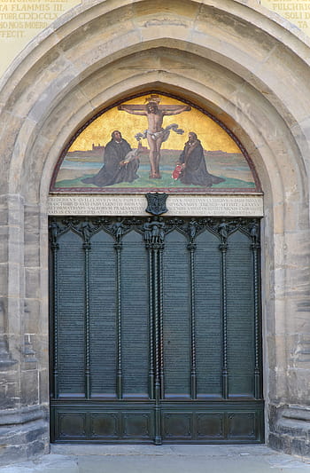black, metal church door, daytime, Door, Castle Church, these door, lutherstadt, wittenberg, luther, church door, 95 theses
