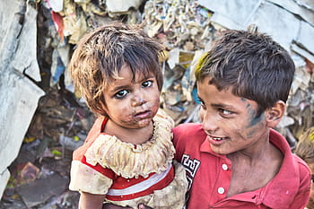 boy, carrying, girl, sister, brother, poor, slums, india, child, happy, people