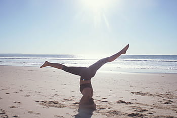 yoga on coast, Yoga, coast, people, health, healthy, medication, beach, sea, outdoors, one Person