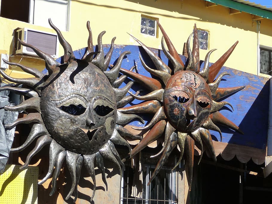 太陽の彫刻、 金属加工、 銅、 作品、 アートワーク、 装飾、 デザイン、 創造的、 芸術的