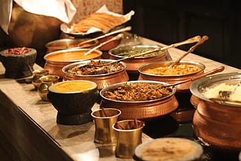 assorted-color dishes lot, buffet, indian, food, spices, lunch, restaurant, cuisine, dinner, spicy, cooking