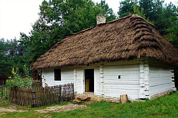 building, poland, house, wood, rustic, old village, park, nature, field, roof, log