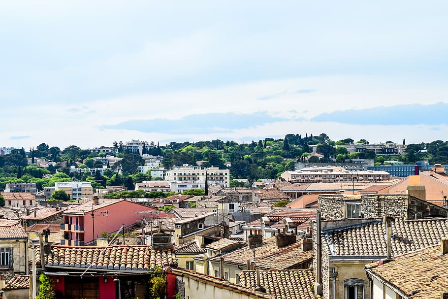 Nimes, Roofing, Roof, Tile, roof, tile, red roof, midday, south, city, uzès, france