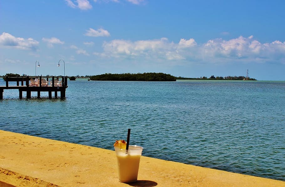 margaritaville, pina colada, δυτικό κλειδί, florida, θάλασσα, ωκεανός, νερό, προκυμαία, γαλάζιος ουρανός, τοπίο, φύση