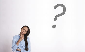 woman, holding, jaw, question, doubt, problem, mark, interrogation, confusion, think, sign