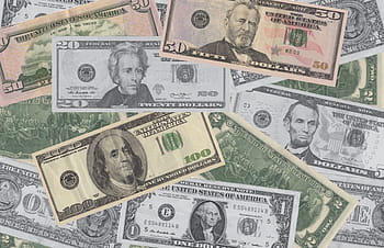 noi, lotto di banconote in dollari, sfondo, moneta, Contanti, banconota, carta, dollaro, cinque, dieci, venti