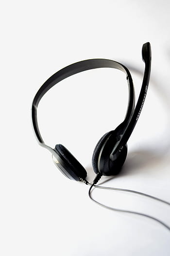 czarne słuchawki przewodowe, słuchawki, mikrofon, Zestaw słuchawkowy, audio, technologia, porozumiewanie się, nadawanie, głos, nagranie