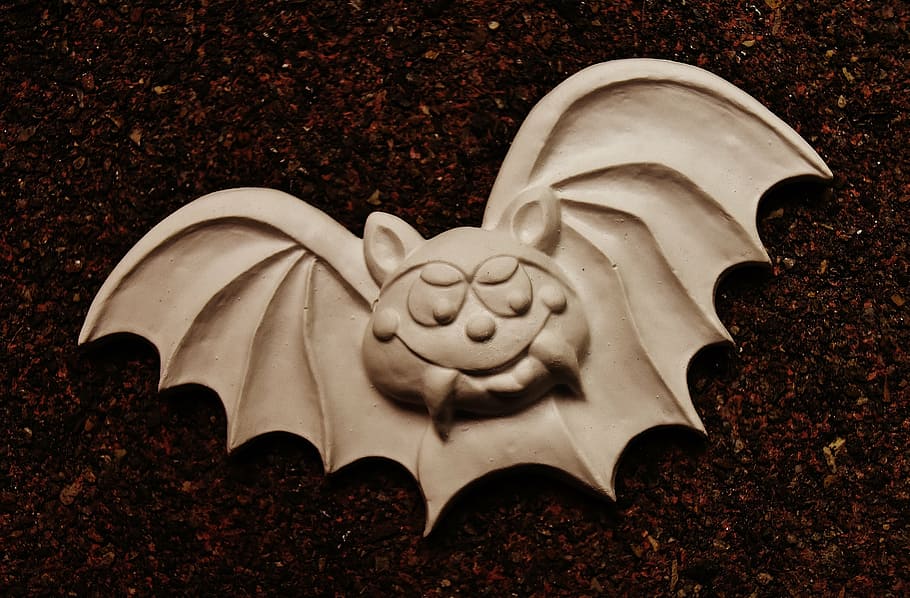netopýr, předvečer Všech svatých, říjen, podzim, šťastný Halloween, duch, roztomilý, postava, sádra, prázdný, nelakované