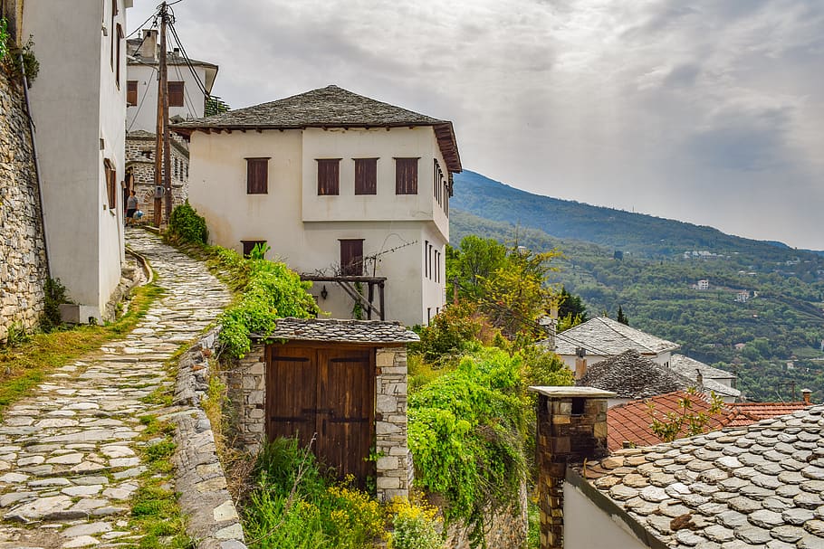 village, architecture, traditional, houses, building, mediterranean, travel, tourism, makrinitsa, pelio, greece