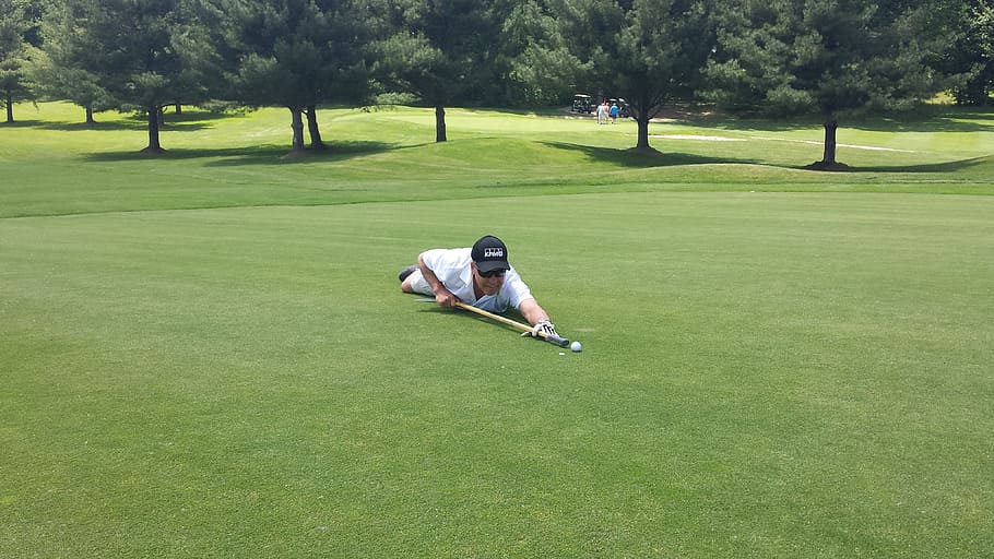 golf, putt, pool shot, green, course, grass, golfing, leisure, hole, recreation, fun