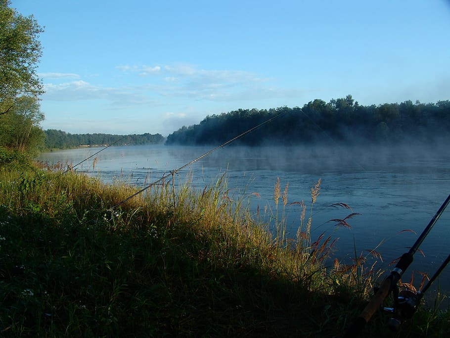fajar, pulau, drava, alam, memancing