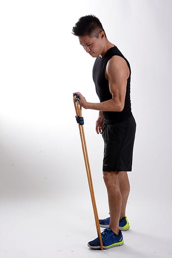 man, black, tank, top, exercise, boy, elastic rope, exercise equipment, flexibility, guy, male