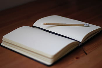 rezervovat, tužka, dřevěný, povrch, hnědý, Průhledná, bílý, papír, napsat, notebook, lavice