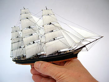 person, holding, white, black, galleon ship, Miniature, Sailing, Ship, Ship, Model, Hand, sailing, ship