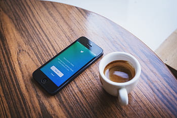 twitter, social media, business, iphone, mobile, smartphone, cell phone, technology, table, coffee, espresso