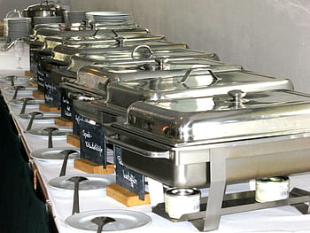 inossidabile, acciaio, sfregamenti, piatto, tavolo, mangiare, pentole e utensili da cucina, cucina, ristorazione, servizio, contenitore