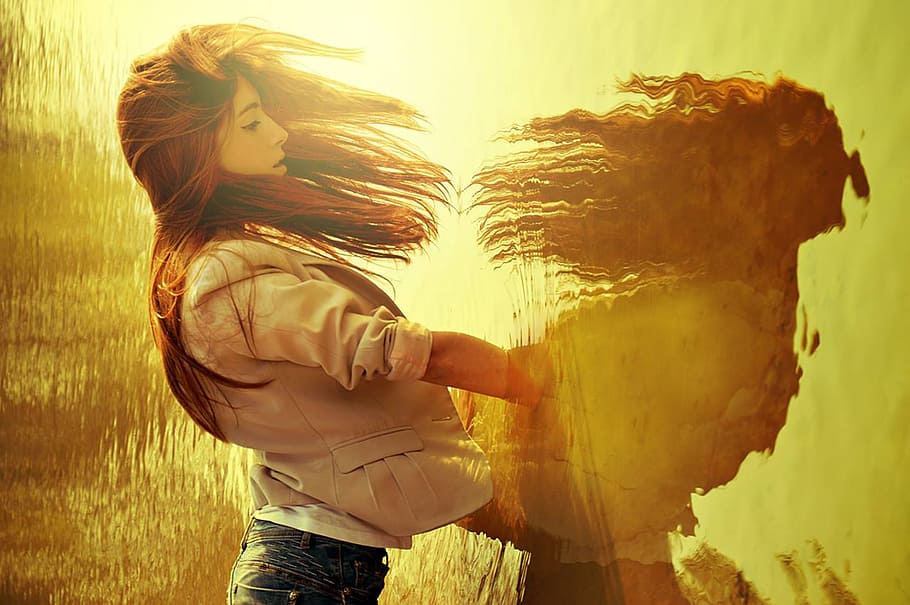 woman, watching, reflection, body, water, push-up, girl, nature, water courses, magician, sorceress
