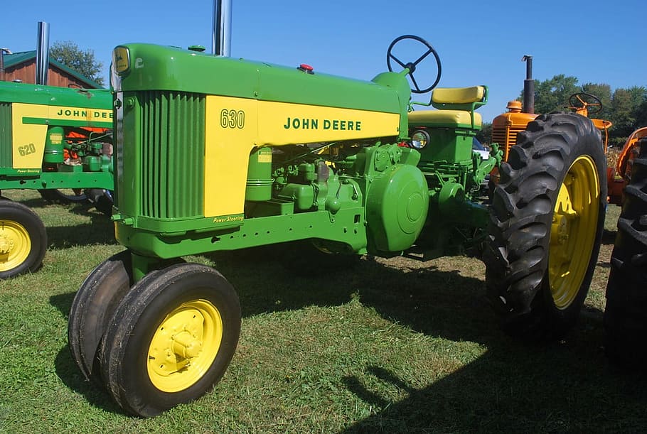 Tractor, Farm, Equipment, Agriculture, farm, equipment, machinery, green, deere, agricultural machinery, green color, rural scene