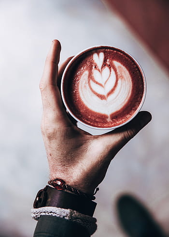 latte, umění, ruka, zblízka, napít se, nápoj, horký nápoj, cappuccino, káva, espresso, kavárna