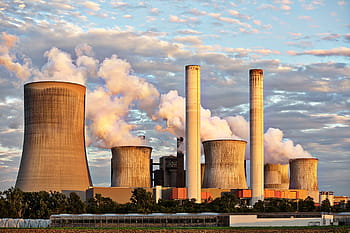 daytime, Power Plant, Industry, Chimney, industrial plant, smoke, pollution, environmental protection, factory, brown coal, cooling towers