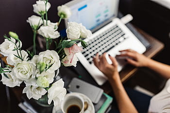oficina, espacio de trabajo, lugar de trabajo, computadora, macbook, café, trabajo, escritorio, computadora portátil, taza, empresaria