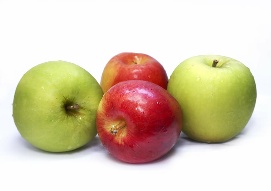 Due, rosso, verde, frutti di mela, mele, fresco, Salute, salutare, frutta, dolce, dieta