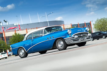 син, кола, път, Buick, специален, 1955, стар, класически, реколта, колектори, ретро стил