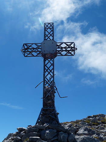 kříž, žehlička, ocel, cima della fyziologický roztok, hora, summitu, přejít, hledisko, vysokohorský, námořní alpy, Itálie