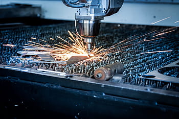 grey, robotic, arm welding, spark, flying, laser, cutting, machine, plasma, sparks, technology