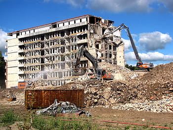 demolice, sanitace, demolice, kanalizace, demolice budov, trosky, demoliční stroje, zničení, zničil, opuštěný, staveniště, průmysl
