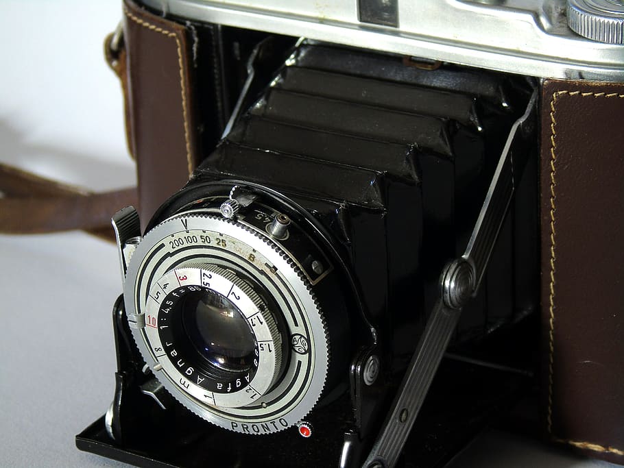 agfa, isolette, Fotoaparát, fotografie, starý, nostalgie, fotografování, analogový, objektiv, zavřít, starý fotoaparát